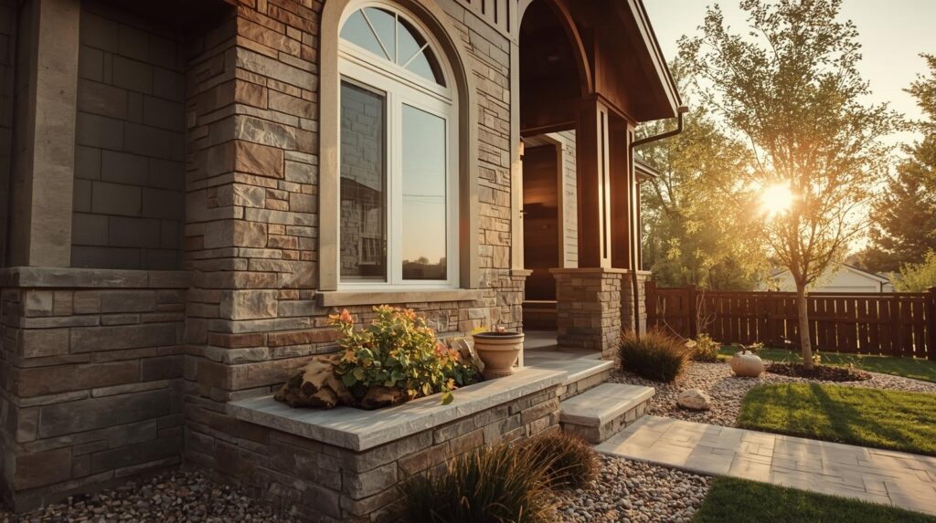 Manufactured stone veneer installation on a Denver home exterior for improved curb appeal
