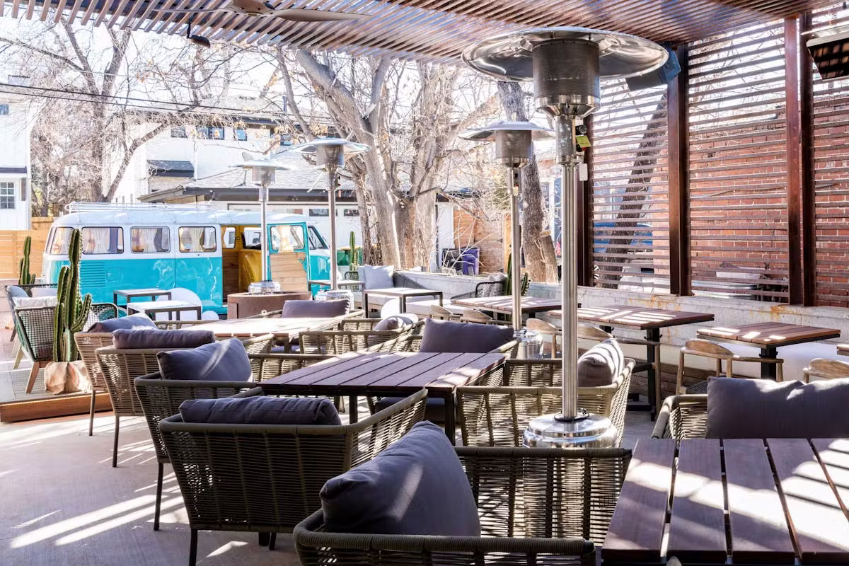 Outdoor dining at a local restaurant in the Washington Park neighborhood of Denver, Colorado