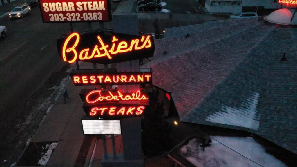 Bastien's Restaurant exterior vintage signage City Park Denver