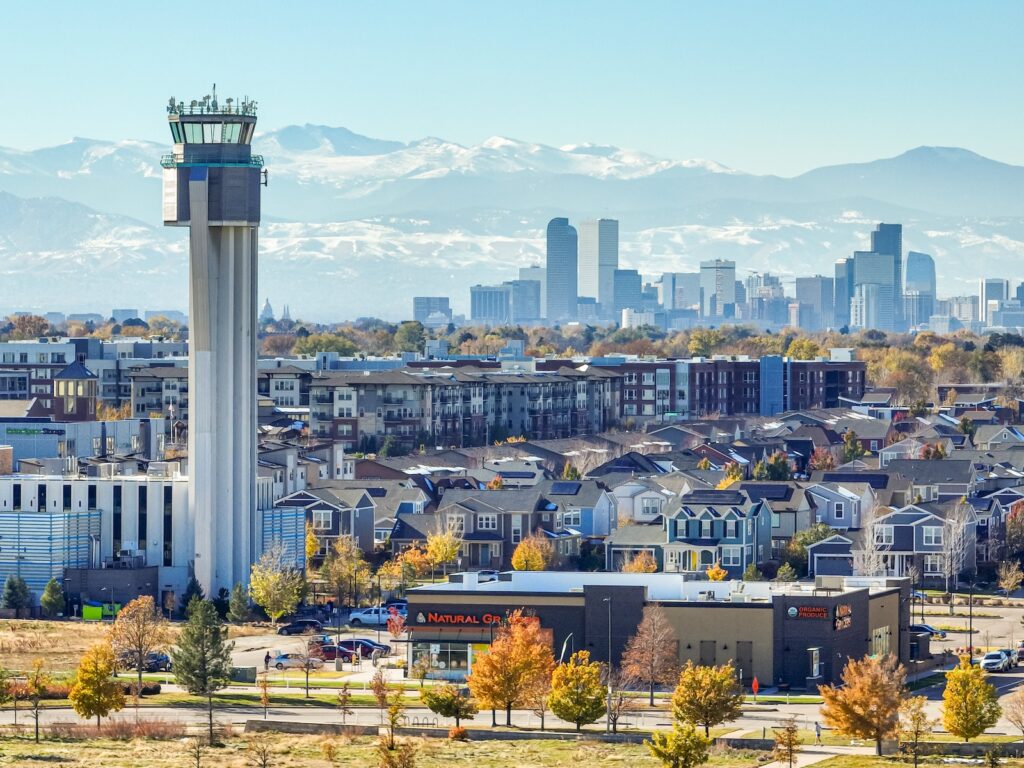 The iconic Stapleton Control Tower Denver now home to FlyteCo Tower brewery and community hub