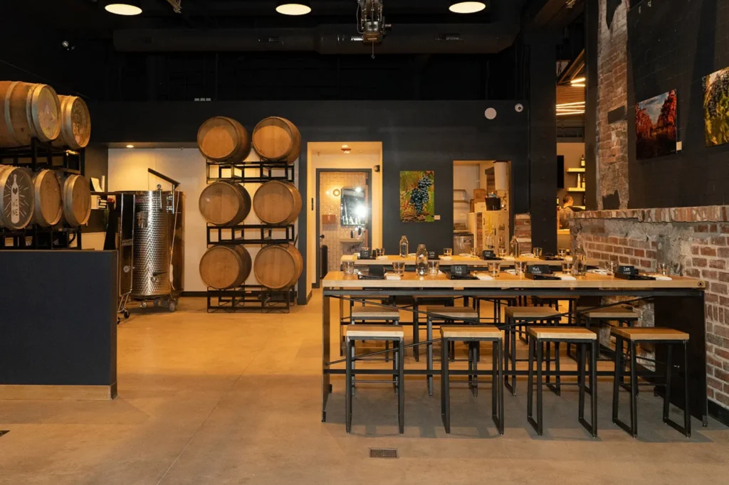 Outdoor patio at Blanchard Family Wines in the Dairy Block, LoDo Denver