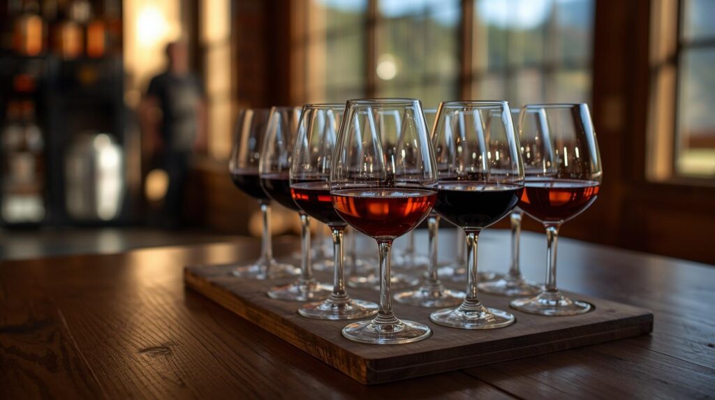 Wine tasting flight at Snowy Peaks Winery in Estes Park, Colorado