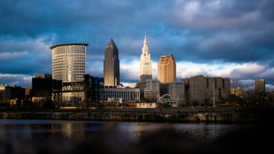 Cleveland Skyline from the view of Lake Erie